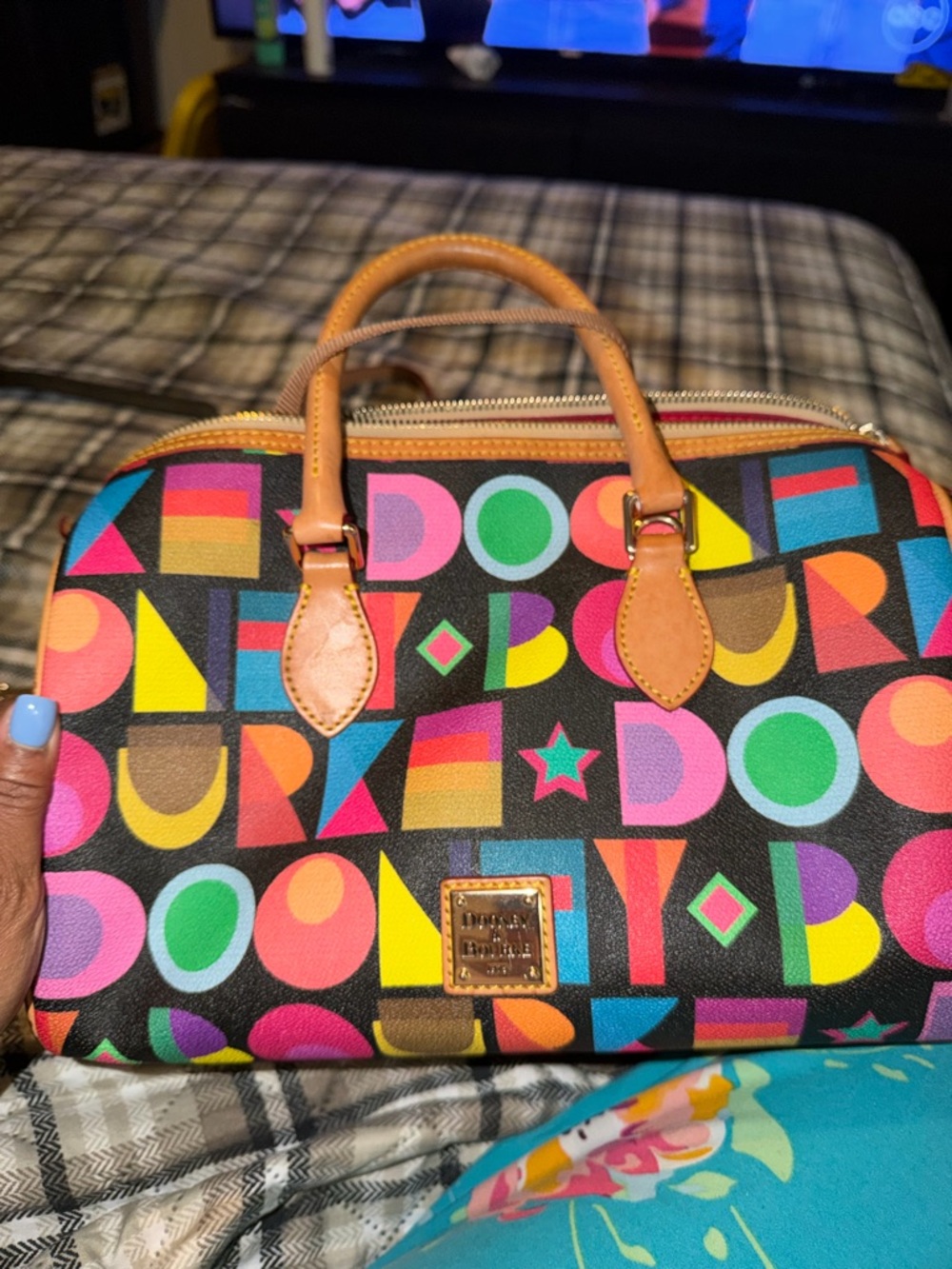 Dooney & Bourke Black Multicolor Logo Mini Satchel Matching Wallet